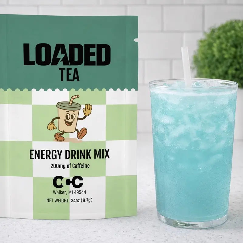 Energize Your Day with Loaded Tea – Single Packet | 32Oz Caffeinated Fruity Hydration Mix | Made in the USA | Effortless Mixing for Instant Refreshment
